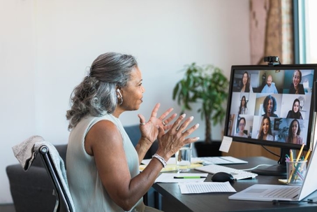 elderly woman in a video call